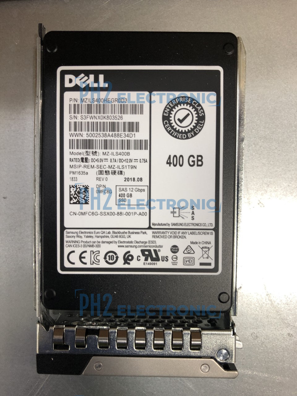 DELL MFC6G 0MFC6G MZ-ILS400B SAMSUNG 400GB 12GB/S SAS 2.5'' SFF MIX USE SSD