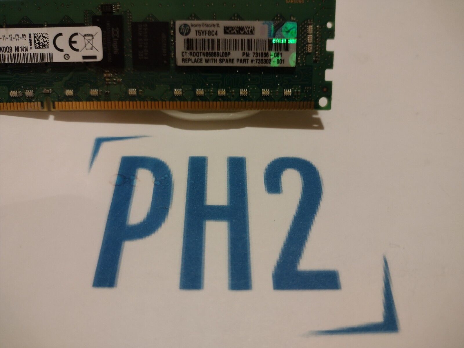 HPE SAMSUNG M393B1G70QH0-YK0Q9 731656-081 735302-001 8GB 1RX4 PC3L-12800R-11