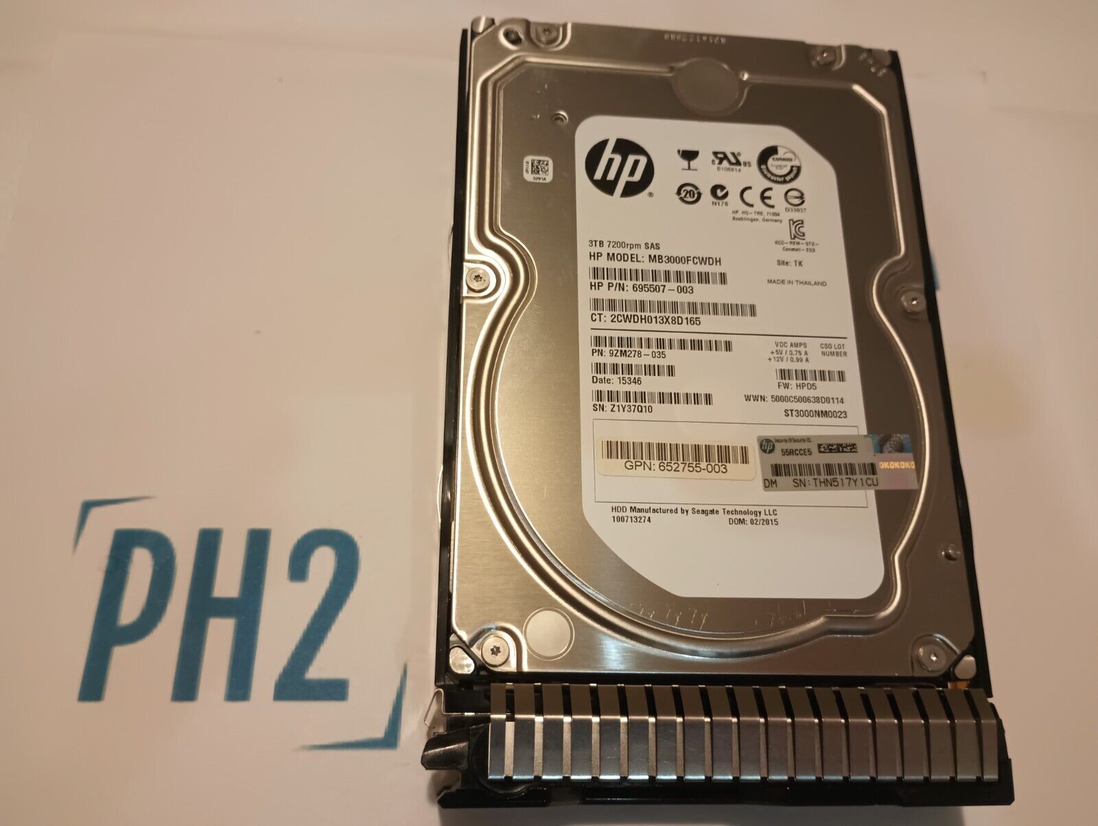 HPE 652766-B21 653959-001 695507-003 ST3000NM0023 MB3000FCWDH 3TB 7.2K 6Gb/s SAS 3.5"SC G8/9