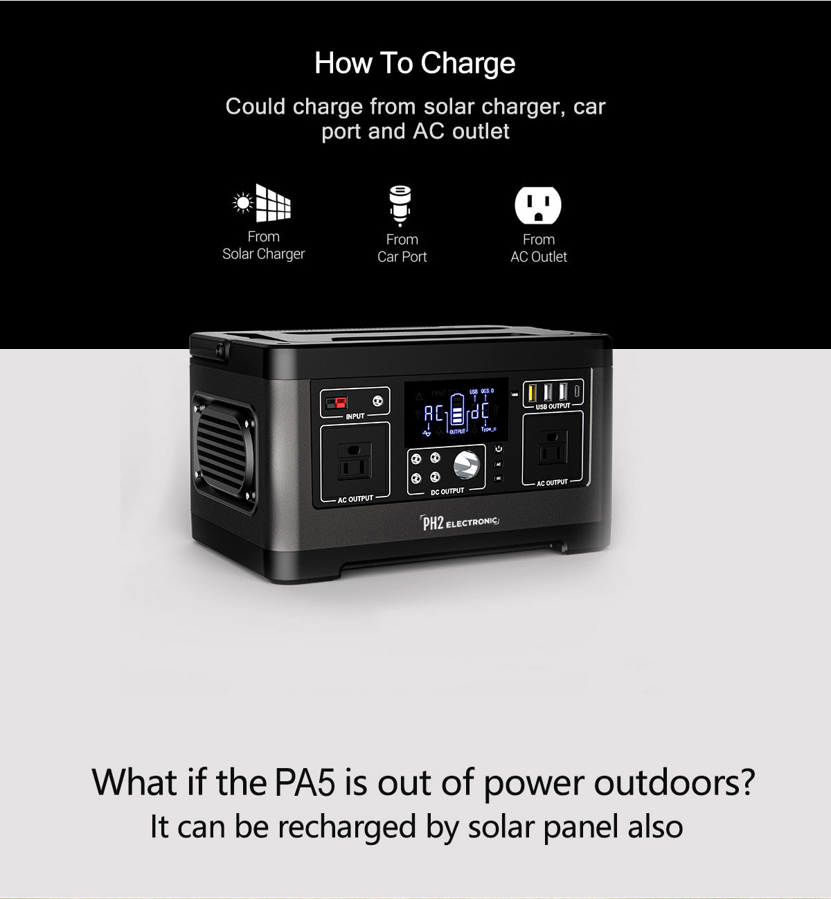 PA5 500W 140400mAh /3.7V/520Wh Portable Power Station Rechargeable Lithium ion battery Solar Power Generator