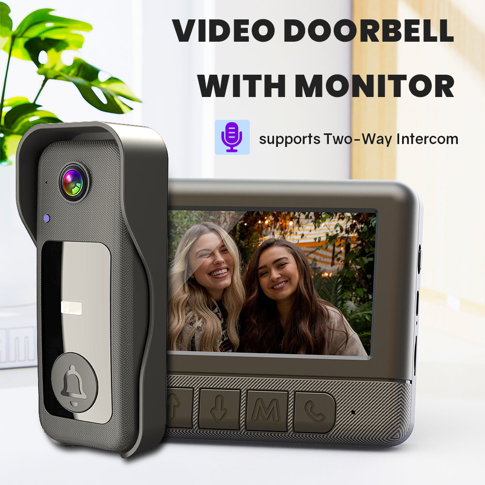 Smart Visual Intercom Video Doorbell PIR Motion Infrared Night Vision + Wireless Chime+Overall device waterproof+WIFI FREE Cloud Save