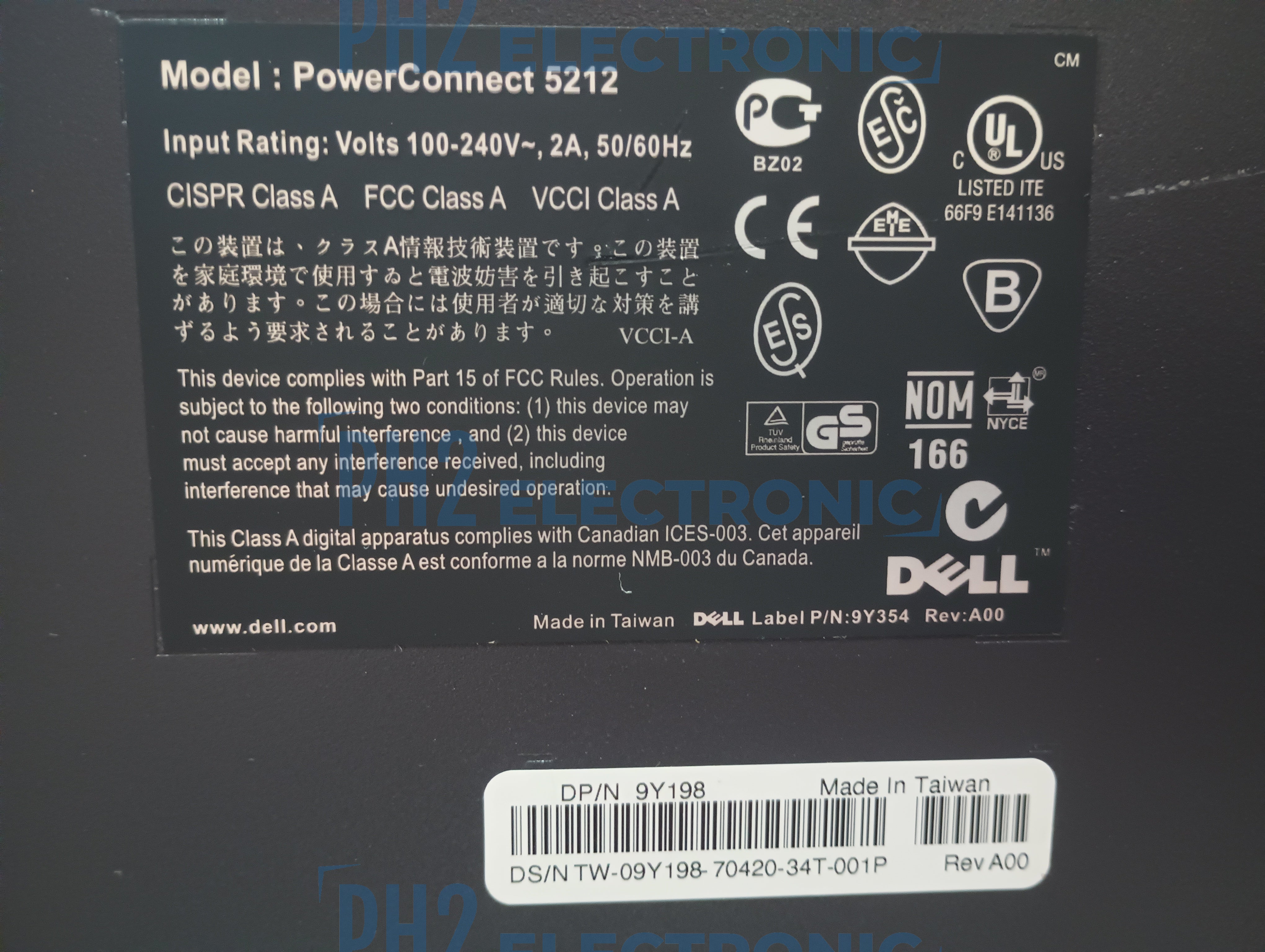 DELL 9Y198 09Y198 POWERCONNECT 5212 GIGABIT ETHERNET 12-P w/4-Port POWER SWITCH