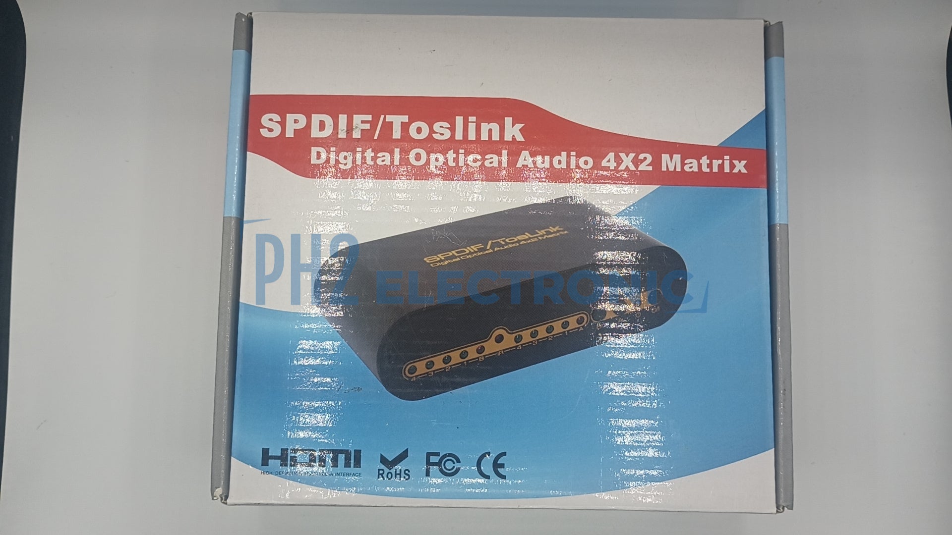 Tendak SPDIF/TOSLINK Digital Optical Audio 4X2 Matrix Switcher/Splitter with Remote Control
