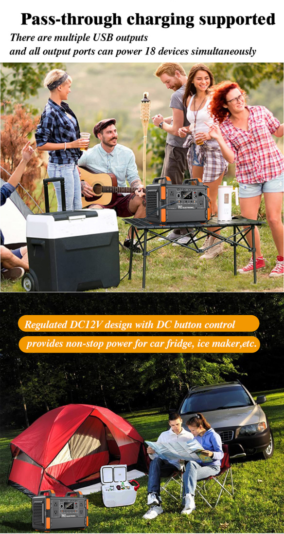 PT11 1200W 315,000mAh/1008Wh 3.2V 45Ah Rechargeable LiFePO4 Lithium ion battery Solar Power Generator Portable Power Station