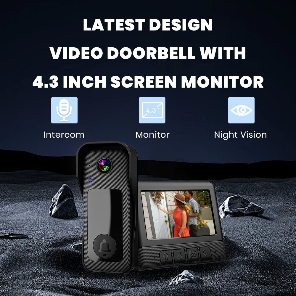 Smart Visual Intercom Video Doorbell PIR Motion Infrared Night Vision + Wireless Chime+Overall device waterproof+WIFI FREE Cloud Save