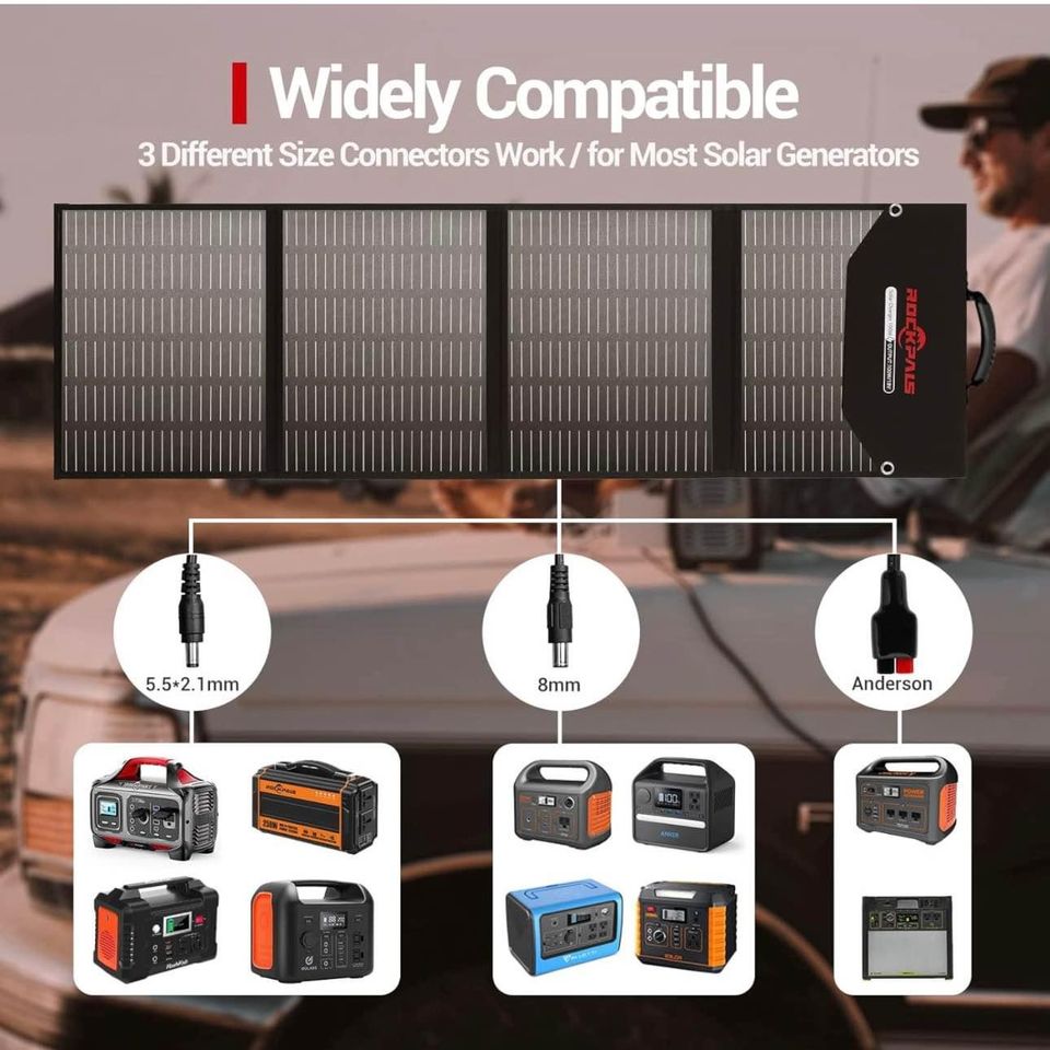 100W Portable Foldable Solar Panel Charger Power Station with Kickstand and Anderson Connector for Camp/RV/Off Grid/Phone/Tablet MADE FOR SOLAR GENERATORS - Compatible with most solar generator/portable power station on the market.