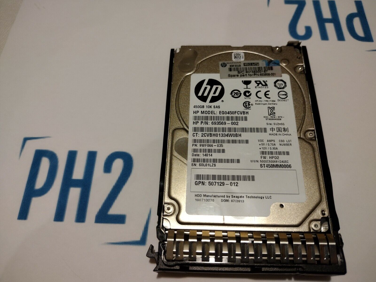 HPE 652572-B21 693569-002 653956-001 EG0450FCVBH ST450MM0006 450GB 10K 6G SAS