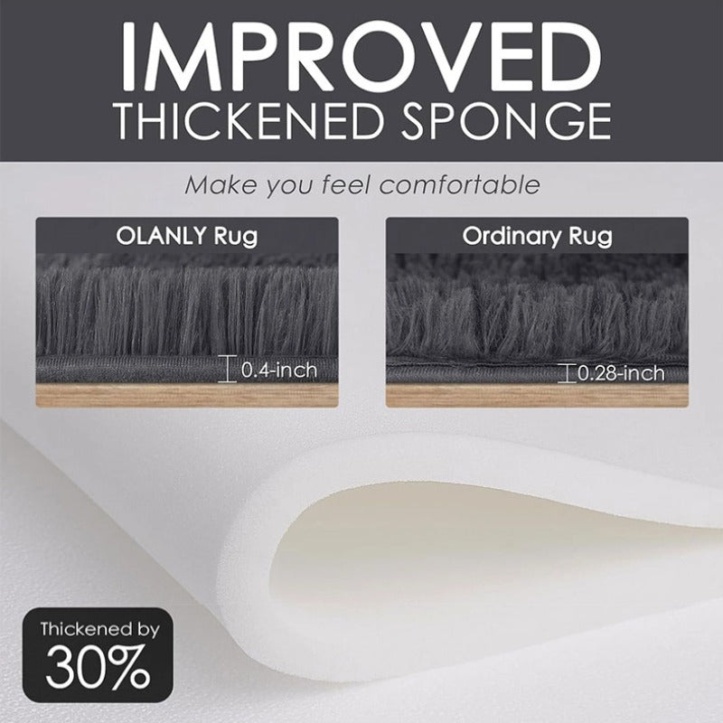 1pc Dark Gray Oval Fluffy Plush Non-slip Carpet 31'' x 62''/ 80x160cm Machine Washable Suitable for Bedrooms, Living Rooms, Cloakrooms, Offices & More living room rug