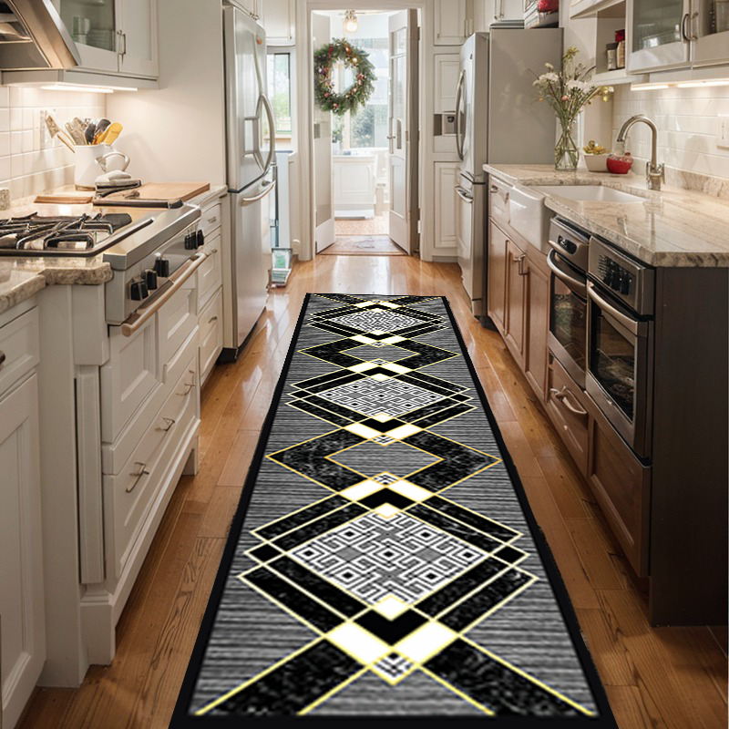 Black simple running carpet non-slip and dirt-resistant machine washable indoor home runner carpet