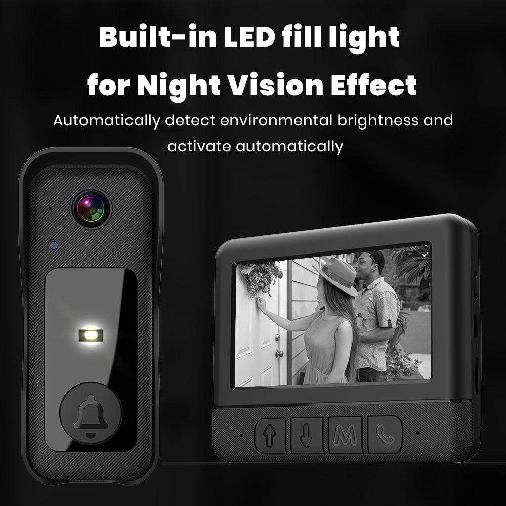 Smart Visual Intercom Video Doorbell PIR Motion Infrared Night Vision + Wireless Chime+Overall device waterproof+WIFI FREE Cloud Save