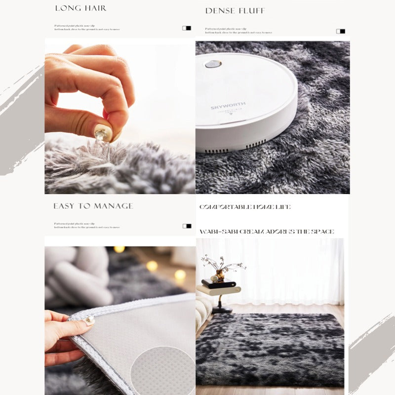 Indoor Plush Long-Haired Carpet - Non-Slip, Dirt-Resistant, Suitable for Living Room, Bedroom, Interior Decoration & Home Furnishing Large Tie-Dyed Shag Area Rug