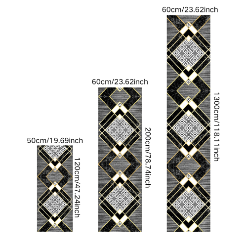 Black simple running carpet non-slip and dirt-resistant machine washable indoor home runner carpet
