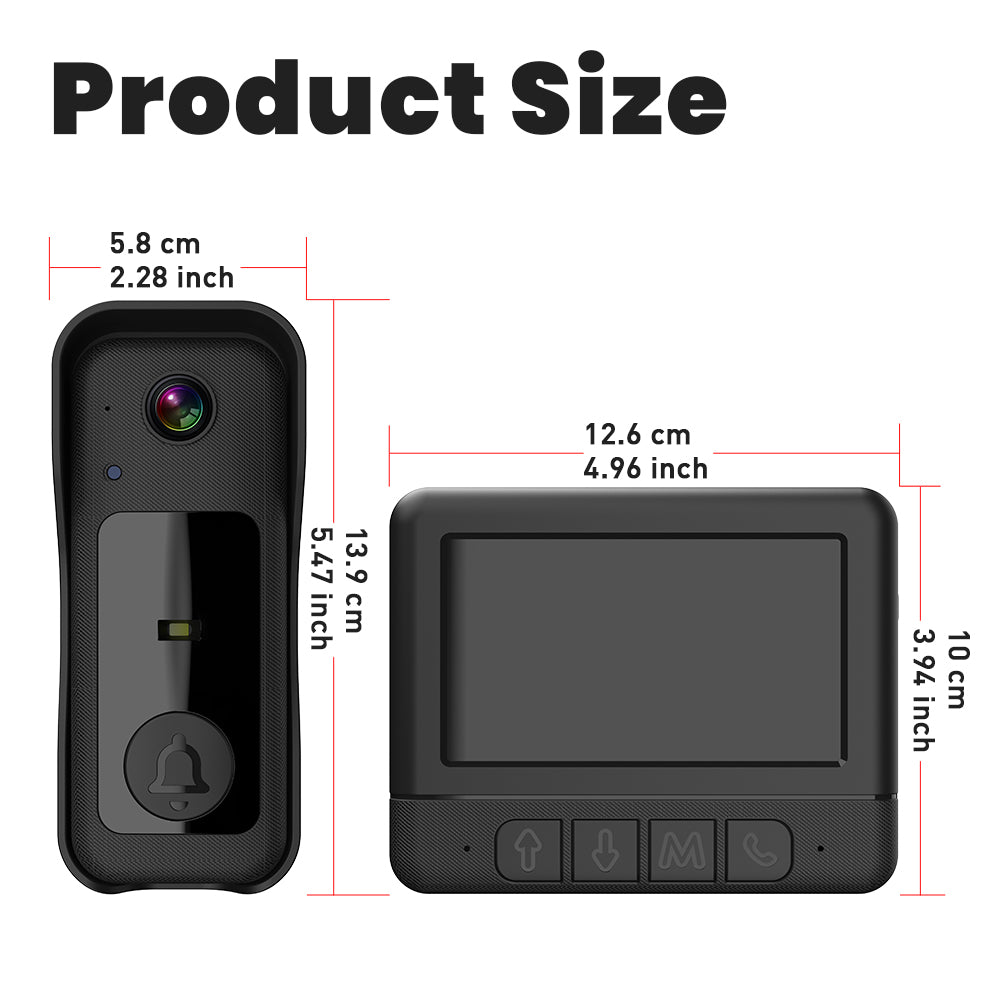 Smart Visual Intercom Video Doorbell PIR Motion Infrared Night Vision + Wireless Chime+Overall device waterproof+WIFI FREE Cloud Save