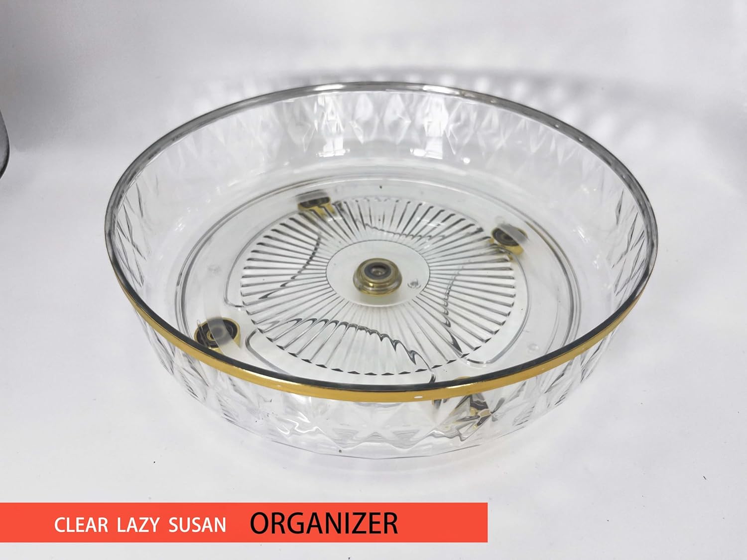 Lazy Susan Organizer 10.6" X 2.75'' Plastic Turntable Rotating Storage Spinning, clear, black,green