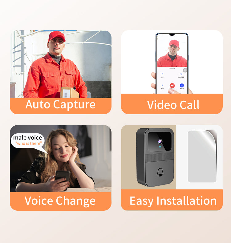 Dry Bettery Smart Wi-Fi Video Doorbell 480P HD PIR Motion + Wireless Chime+ FREE Cloud storage
