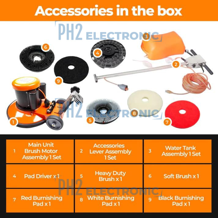 SM420AC 17" Professional Multi-Functional Floor Buffer Scrubber - High Power