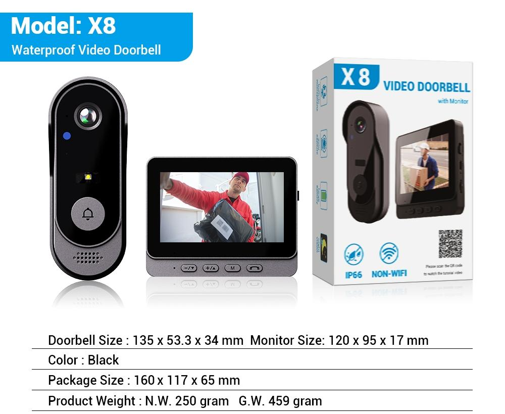 Smart Visual Intercom Video Doorbell PIR Motion + Wireless Chime+WIFI FREE Cloud Save