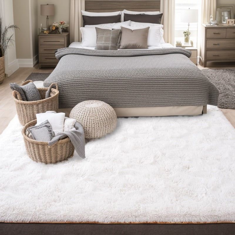 Indoor Plush Long-Haired Carpet - Non-Slip, Dirt-Resistant, Suitable for Living Room, Bedroom, Interior Decoration & Home Furnishing Large Tie-Dyed Shag Area Rug