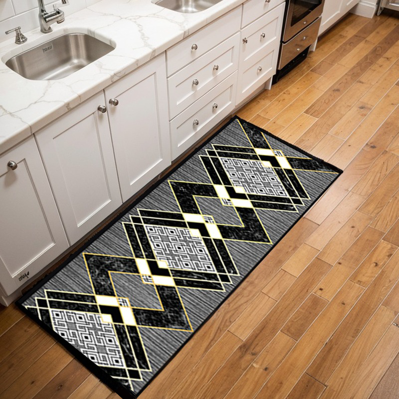 Black simple running carpet non-slip and dirt-resistant machine washable indoor home runner carpet