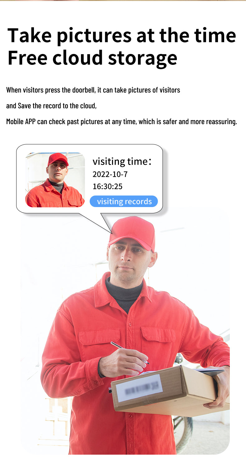 Smart Wi-Fi Video Doorbell X10 480P HD PIR Motion + Wireless Chime + FREE Cloud storage 2.4GHz wifi