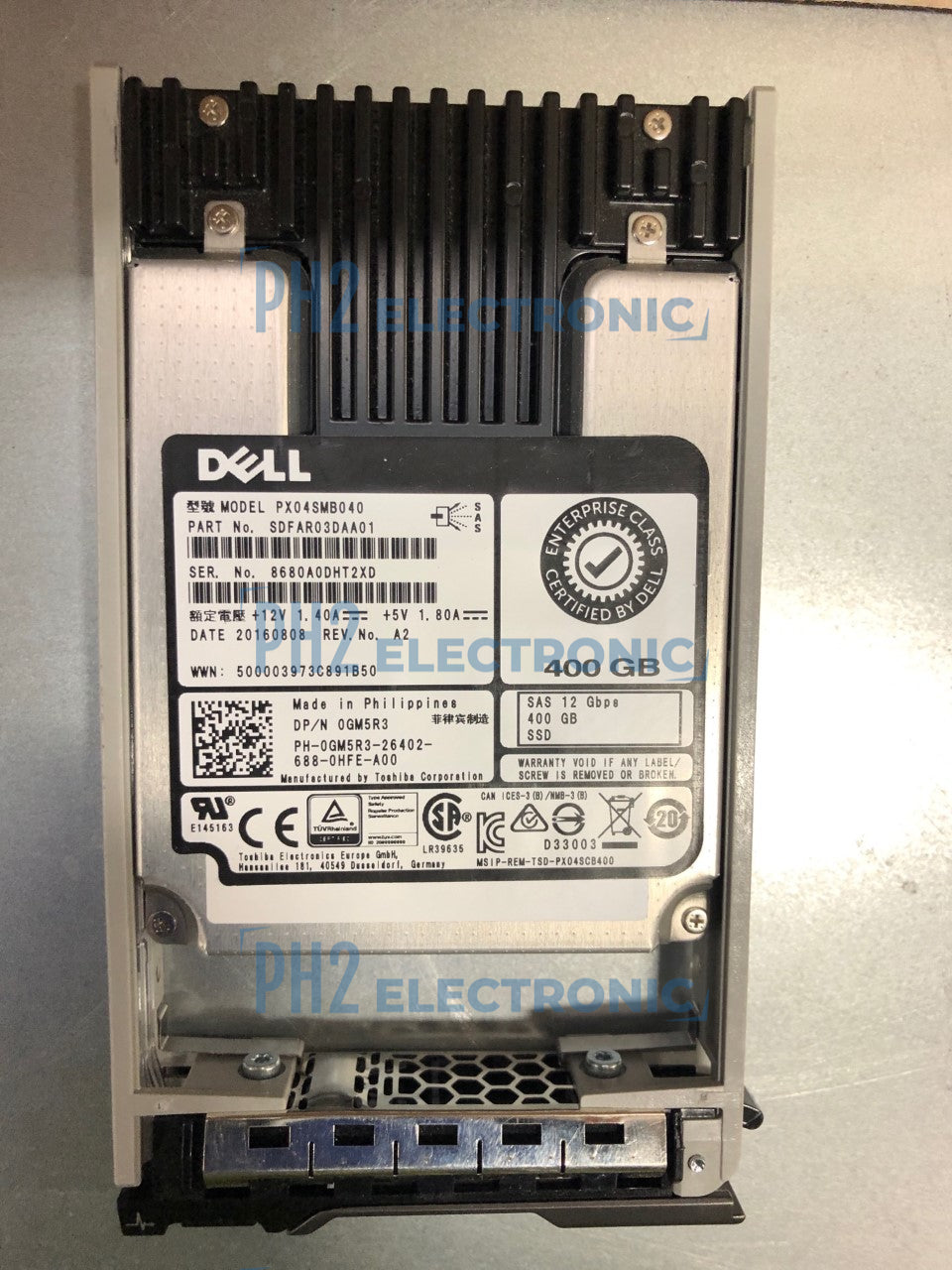 DELL GM5R3 0GM5R3 PX04SMB040 TOSHIBA 400GB SAS 12GB/S SFF 2.5'' SSD WITH R TRAY