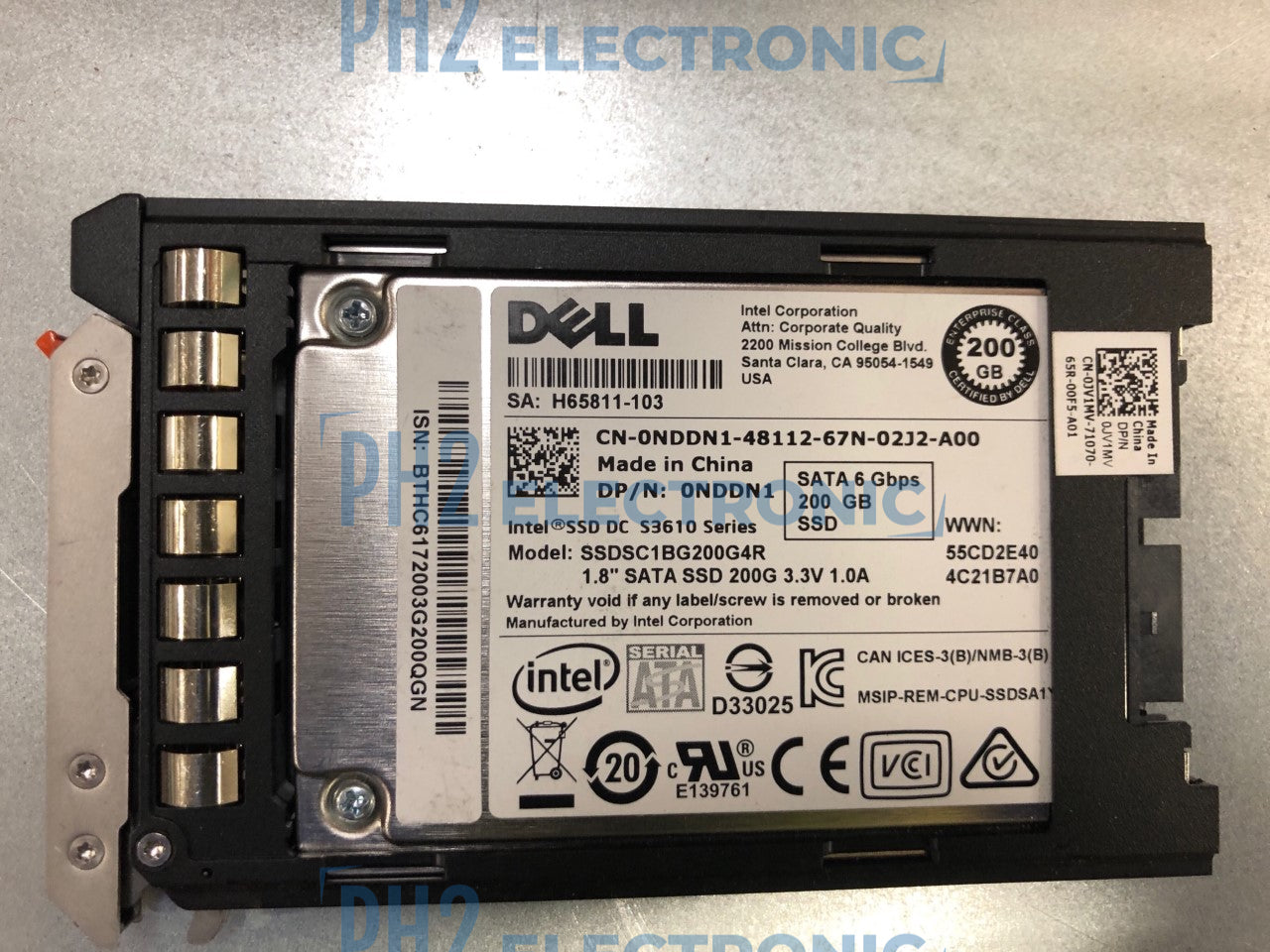 DELL	NDDN1	0NDDN1	SSDSC1BG200G4R	Intel 200GB 6GB/S SATA 1.8'' SSD DC S3610 SERIES