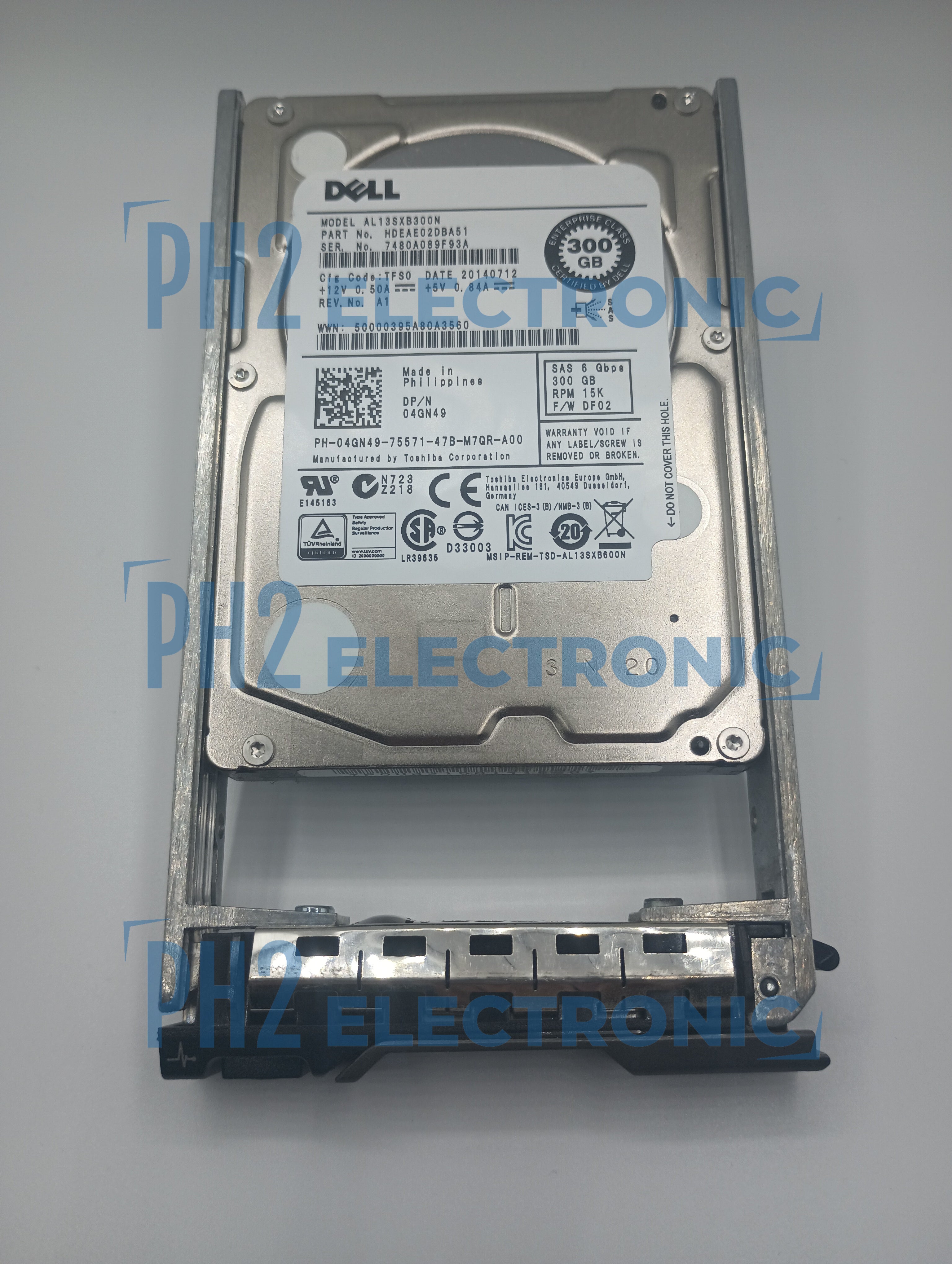 DELL AL13SXB300N 4GN49 04GN49 300GB 15K 6G SFF 2.5'' SAS HARD DRIVE W/TRAY