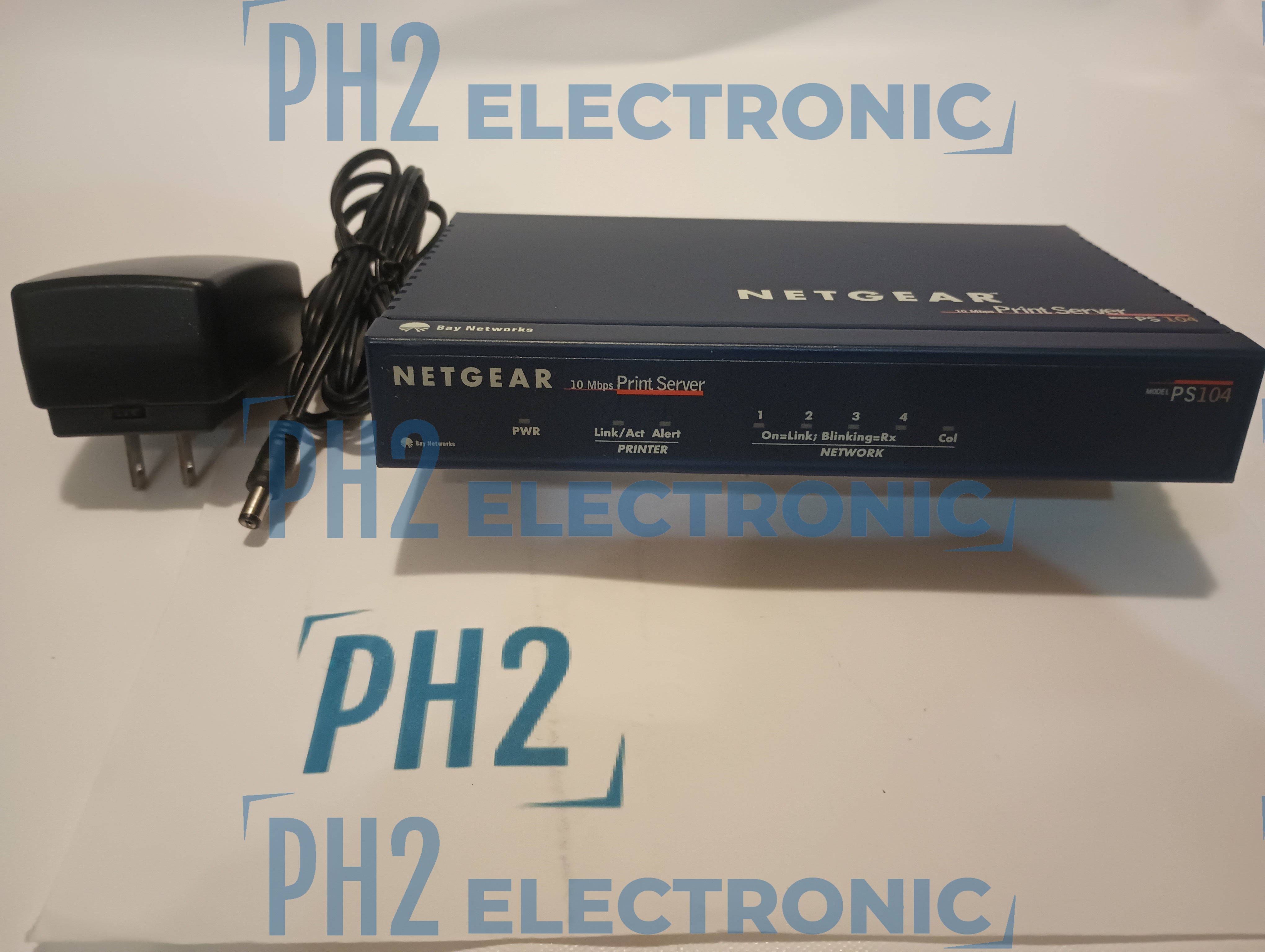 Netgear 10 Mbps Print Server Model PS 104 BLUE WITH POWER CABLE