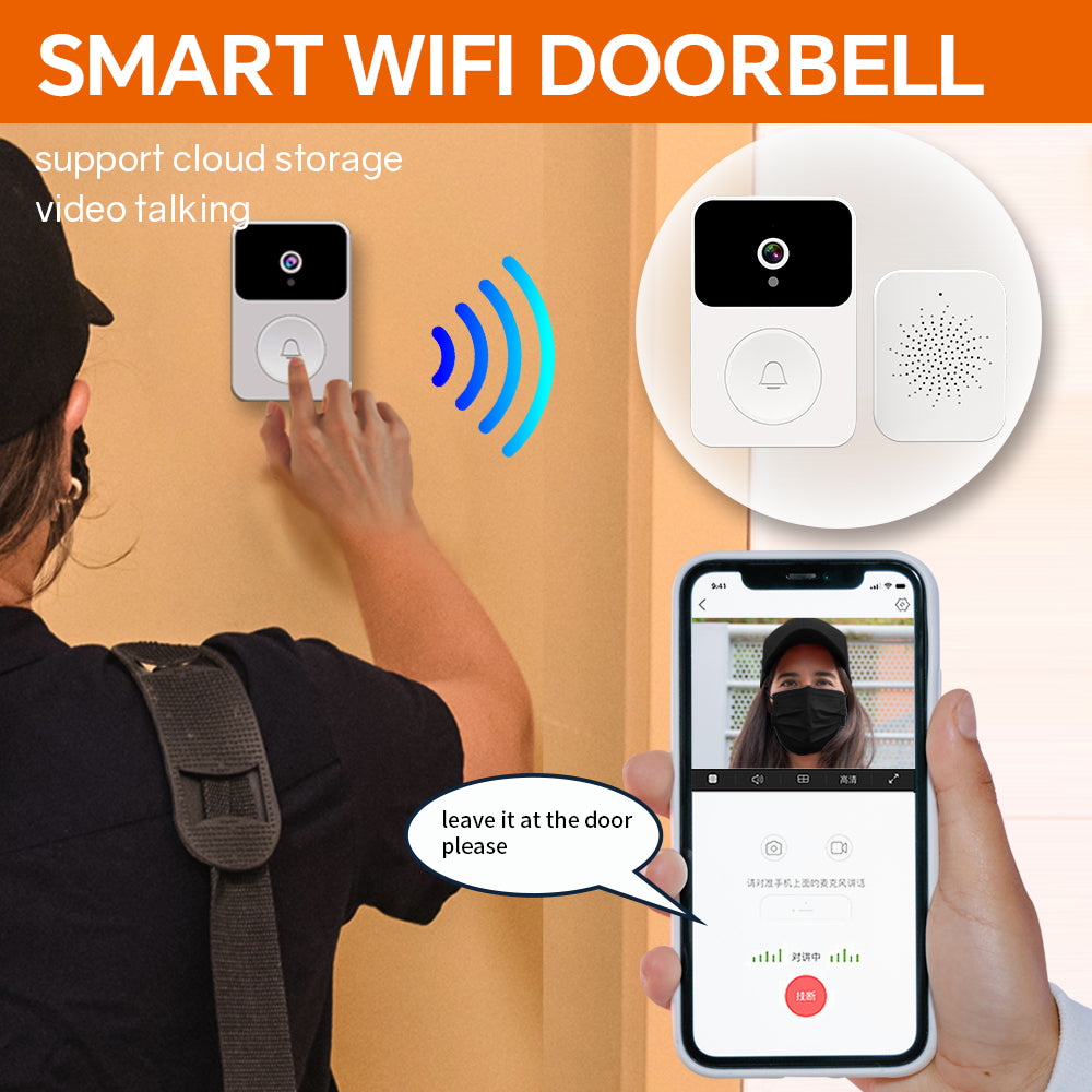 Smart Wi-Fi Video Doorbell X9 480P HD PIR Motion + Wireless Chime + Cloud Save