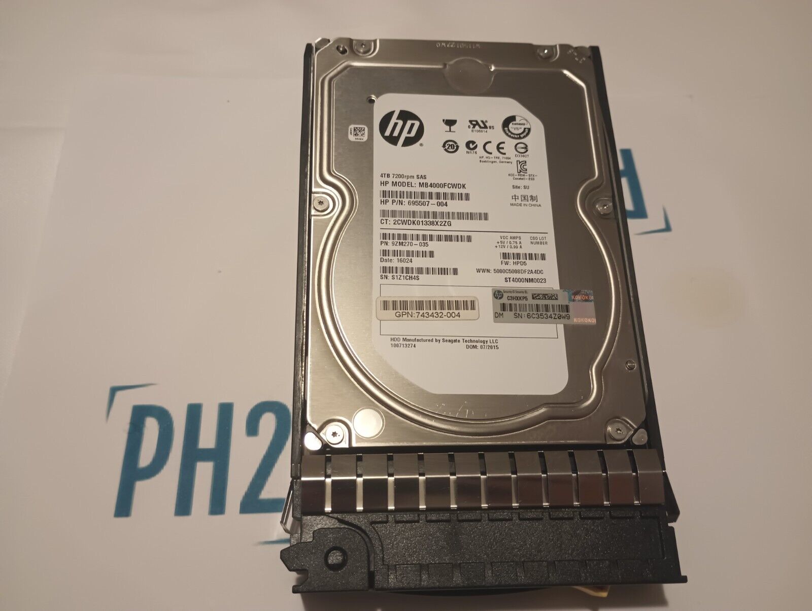 HPE 695507-004 743405-001 MB4000FCWDK ST4000NM0023 4TB 7.2K SAS 6Gb/s 3.5'' HDD