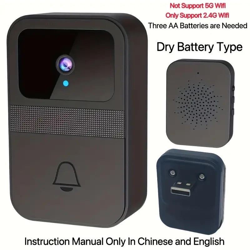Dry Bettery Smart Wi-Fi Video Doorbell 480P HD PIR Motion + Wireless Chime+ FREE Cloud storage