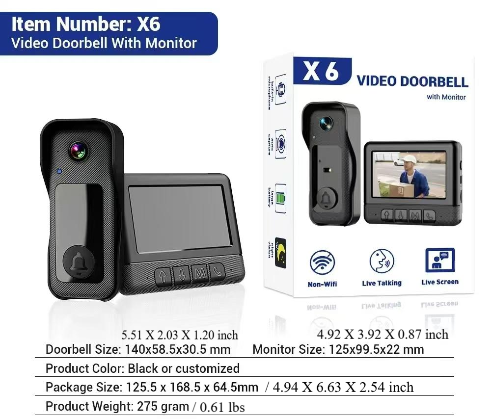 Smart Visual Intercom Video Doorbell PIR Motion Infrared Night Vision + Wireless Chime+Overall device waterproof+WIFI FREE Cloud Save