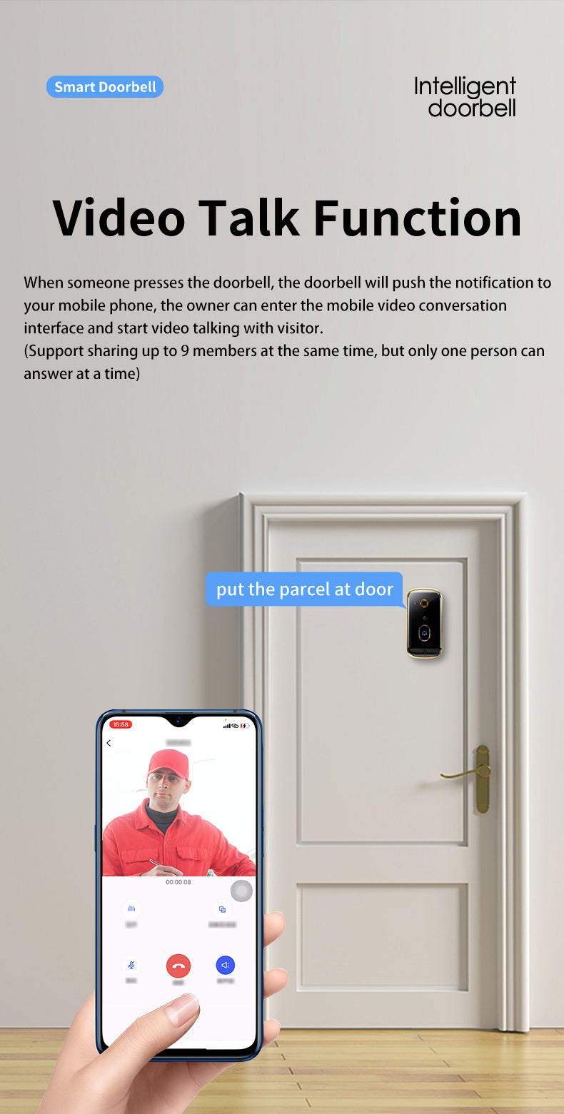 Smart Wi-Fi Video Doorbell X10 480P HD PIR Motion + Wireless Chime + FREE Cloud storage 2.4GHz wifi